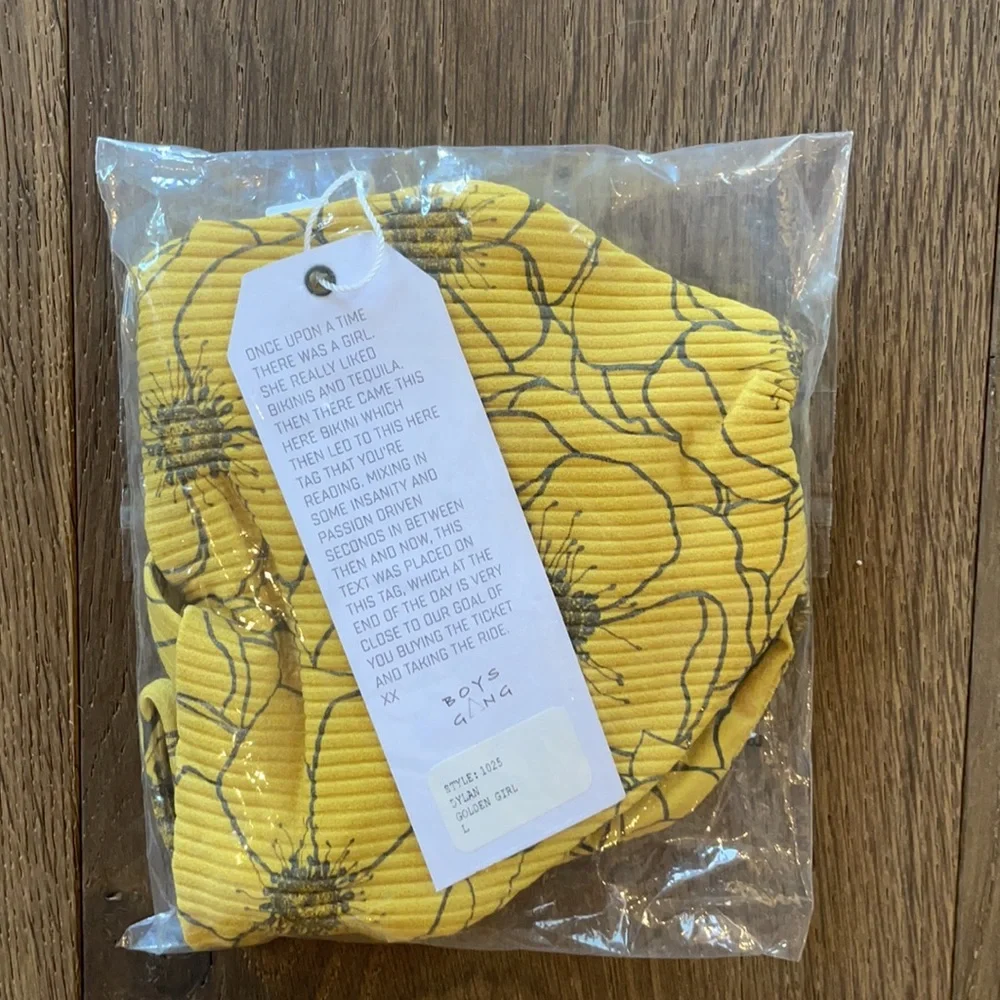 Boys + Arrows Yellow Floral Ribbed Bikini Top - Picture 5 of 5